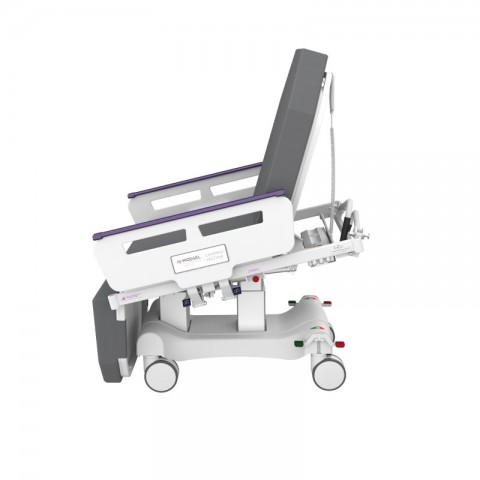 <h5 class="lightbox-heading">Easy egress</h5>Forward tilt facilitates getting on and off.<div class="d-none d-lg-block">For aged or disabled patients, a gentle incline and the long dropside armrests may assist in safer transfer.</div>