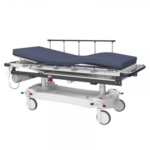 <h5 class="lightbox-heading">Electric standard</h5>Standard powered stretcher in base configuration.<div class="d-none d-lg-block">Sit and position your patient comfortably and then raise them to the desired work height with ease.</div>