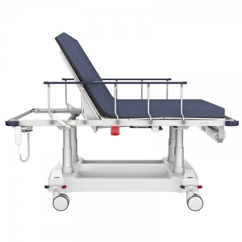 <h5 class="lightbox-heading">Excellent high height</h5>Preserve your back and raise a patient up to your best working height.<div class="d-none d-lg-block">Lifting the platform height up to 850mm (plus an extra 110mm for the mattress pad thickness), helps you to examine and treat your patient without having to stoop over, ensuring easy access and less stress. The backrest travels from 0 to 85 degrees with emergency CPR quick release.</div>