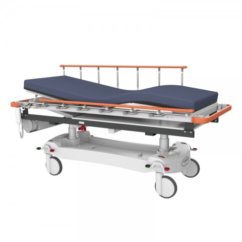 <h5 class="lightbox-heading">Easy customisation</h5>Increase top width, change colours, mattress and dropside styles.<div class="d-none d-lg-block">Whether it is a specialised medical clinic or a department in a large hospital, every single customer has their own unique requirements to be able to function safely and efficiently. This stretcher has a longer, 7 riser PVC upgrade dropside.</div>