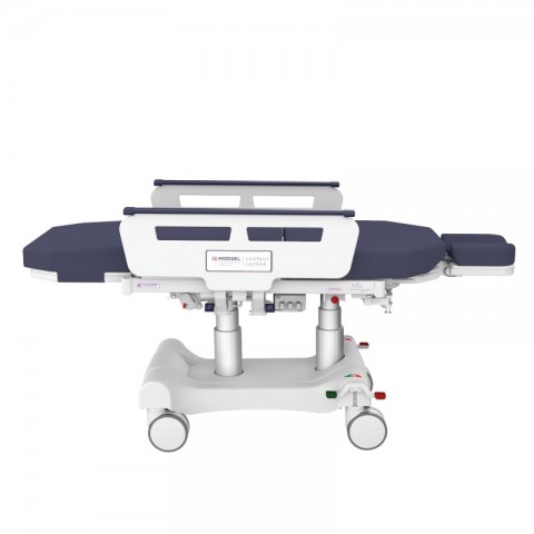 <h5 class="lightbox-heading">Lies flat</h5>The backrest and leg rest move independantly or together from chair to bed.<div class="d-none d-lg-block">You now have the flexibility of sitting a patient up to almost 90 degrees or lying down completely flat.</div>